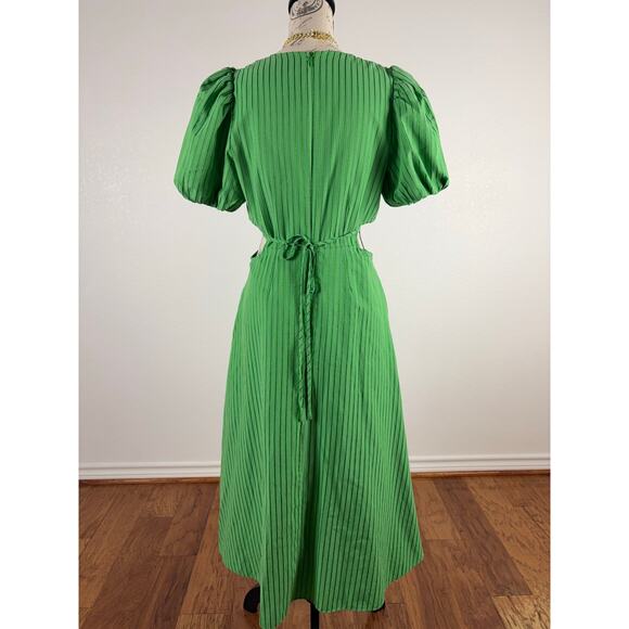 B1 English Factory Stripe Cutout Midi Dress M Romantic Cottagecore Picnic - Picture 5 of 7